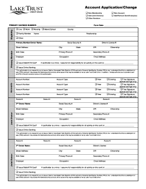 Lake Trust Credit Union Account Application