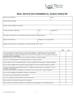 Real Estate Environmental Questionnaire