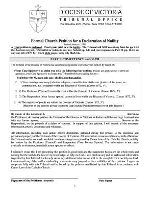 Formal Church Petition for a Declaration of Nullity