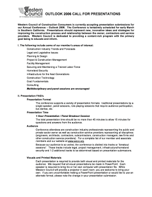 Western Council of Construction Consumers is currently accepting presentation submissions for