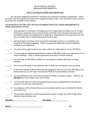 Adult Intensive Supervised Probation Requirements