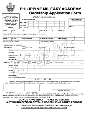 Cadetship application form