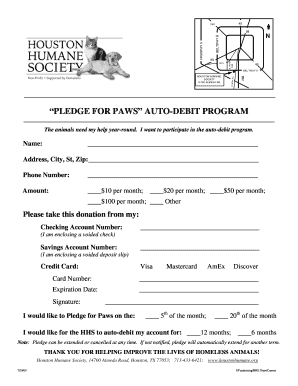 Pledge for Paws Auto-Debit Program