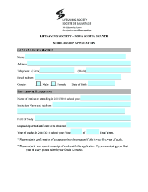 LSS Scholarship Application 2015