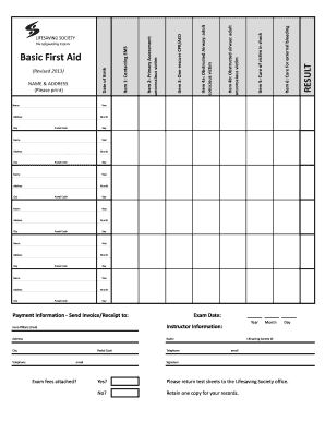 Basic First Aid Exam Form