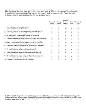 Work and Meaning Inventory