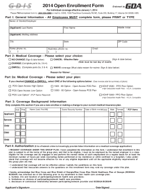 2014 Georgia Open Enrollment Form