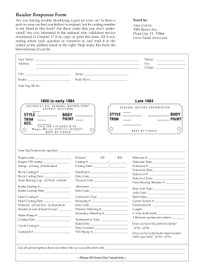 Reader Response Form