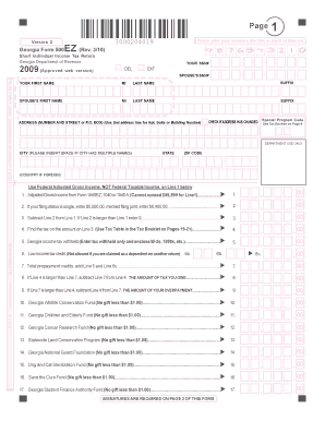 Georgia Form 500EZ Short Individual Income Tax Return