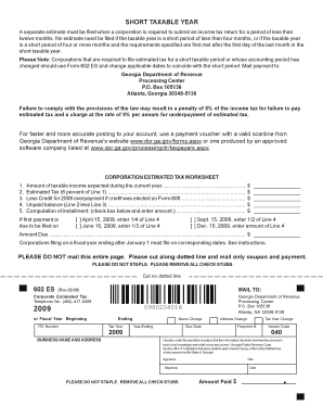 Georgia Corporate Estimated Tax Form 602 ES