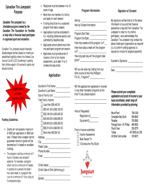 Canadian Tire Jumpstart Program Application