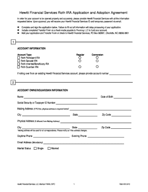 Roth IRA Application and Adoption Agreement
