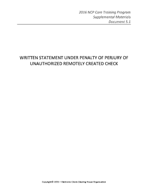 Unauthorized Remotely Created Check Statement