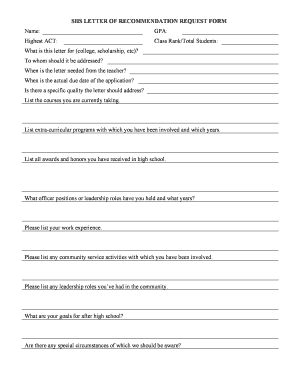 SHS LETTER OF RECOMMENDATION REQUEST FORM - senecahs