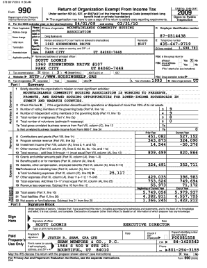 Form 990 2009 Tax Exempt Organization Return