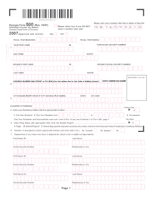 Georgia Form 500 Individual Income Tax Return