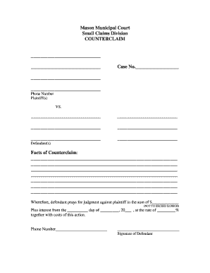 Mason Municipal Court Small Claims Counterclaim