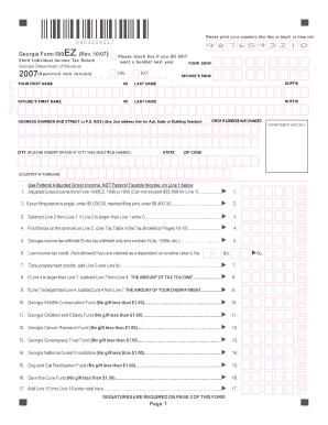 Georgia Form 500EZ Short Individual Income Tax Return