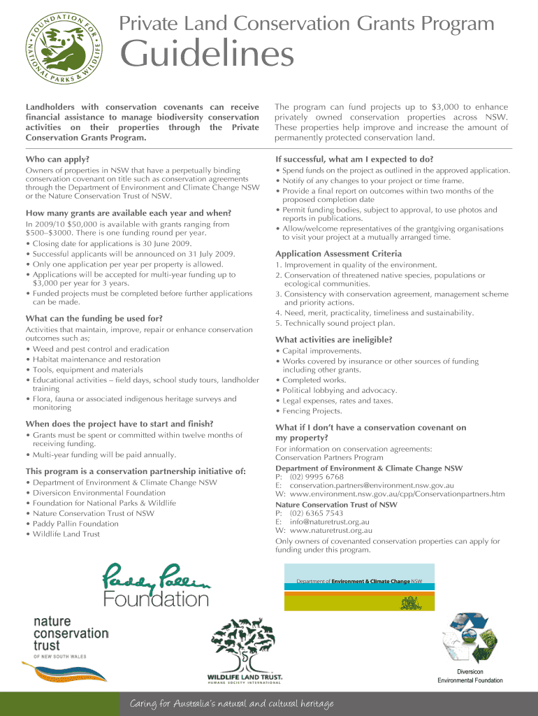 Fillable Online hsi org Private Land Conservation Grants Program