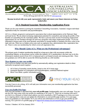 ACA Student/Associate Membership Application Form