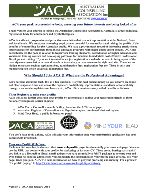 Australian Counselling Association Membership Application