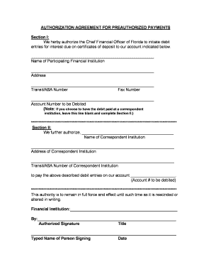 Authorization Agreement for Preauthorized Payments