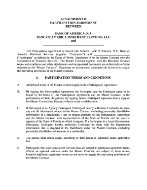 Bank of America Participation Agreement