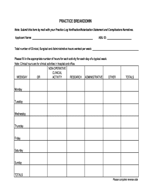Practice Log Verification Form