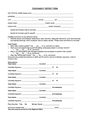 Tournament Report Form