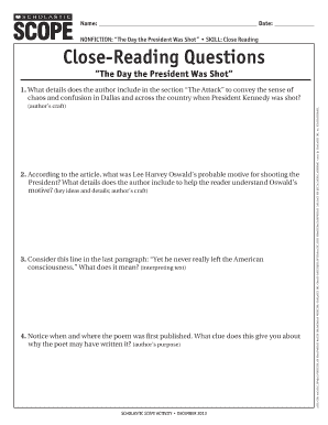 Close Reading Worksheet