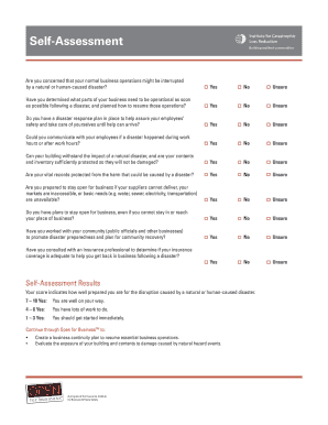 Business Disaster Preparedness Self-Assessment