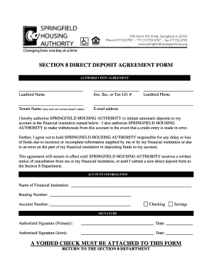 Section 8 Direct Deposit Agreement Form