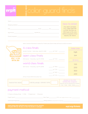 WGI Sport of the Arts Ticket Order Form
