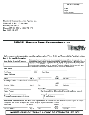 2010-2011 Minnesota Energy Programs Application