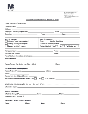 Accident Incident Report Form