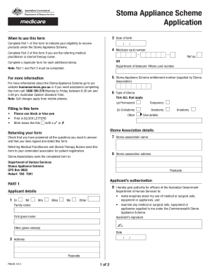 Stoma Appliance Scheme Application
