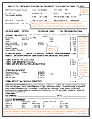 Employee Flexible Benefits Confirmation Form