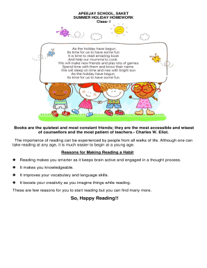 Summer Holiday Homework