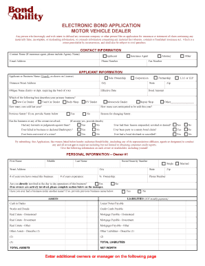 Motor Vehicle Dealer Electronic Bond Application