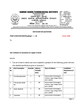 You are invited to submit your most competitive quotation for - satiengg