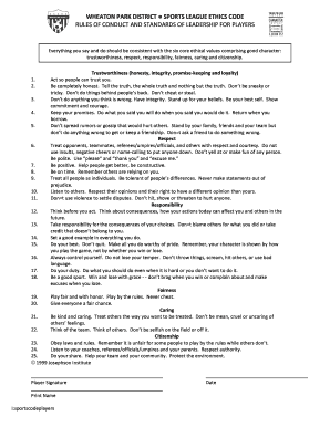 Wheaton Park District Sports League Ethics Code