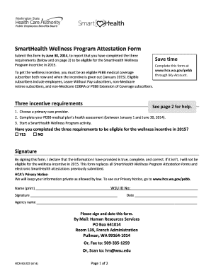 SmartHealth Wellness Program Attestation Form