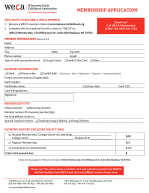WECA Membership Application Form