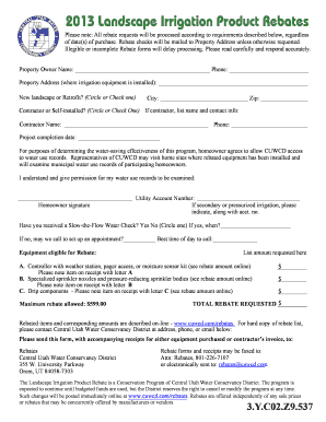 Landscape Irrigation Product Rebate Form