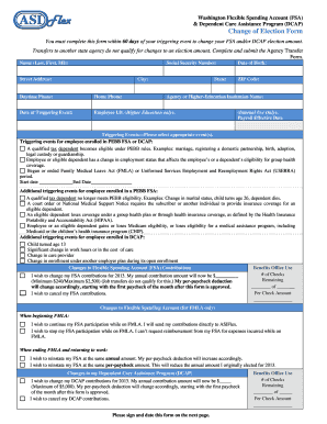 Washington FSA & DCAP Change of Election Form
