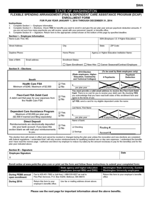 Washington State FSA and DCAP Enrollment Form