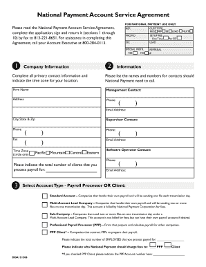 National Payment Account Service Agreement