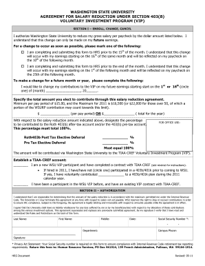 Washington State University 403(b) Salary Reduction Agreement