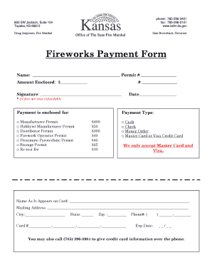 Kansas Fireworks Payment Form