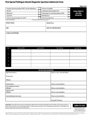 CDC Viral Special Pathogens Diagnostic Specimen Submission Form